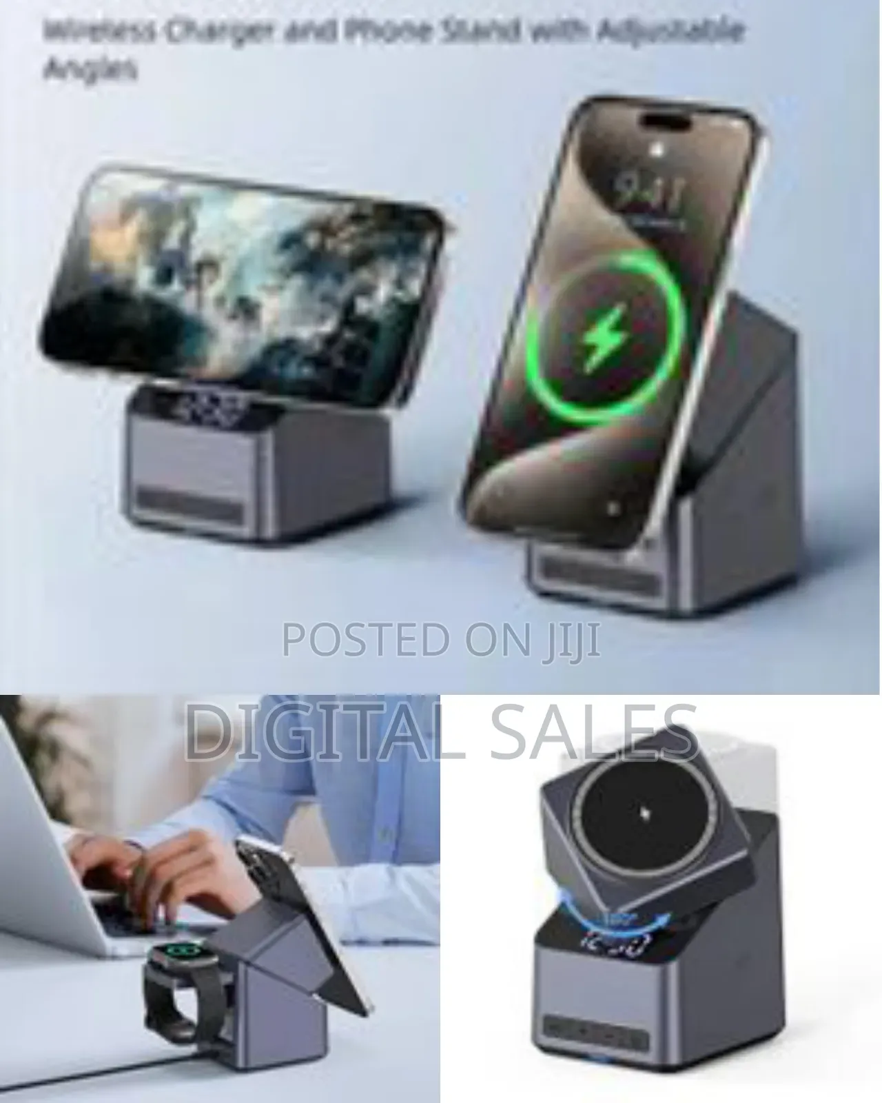 Green Lion 4 Device Multi Wireless Charger With Adjustable Viewing