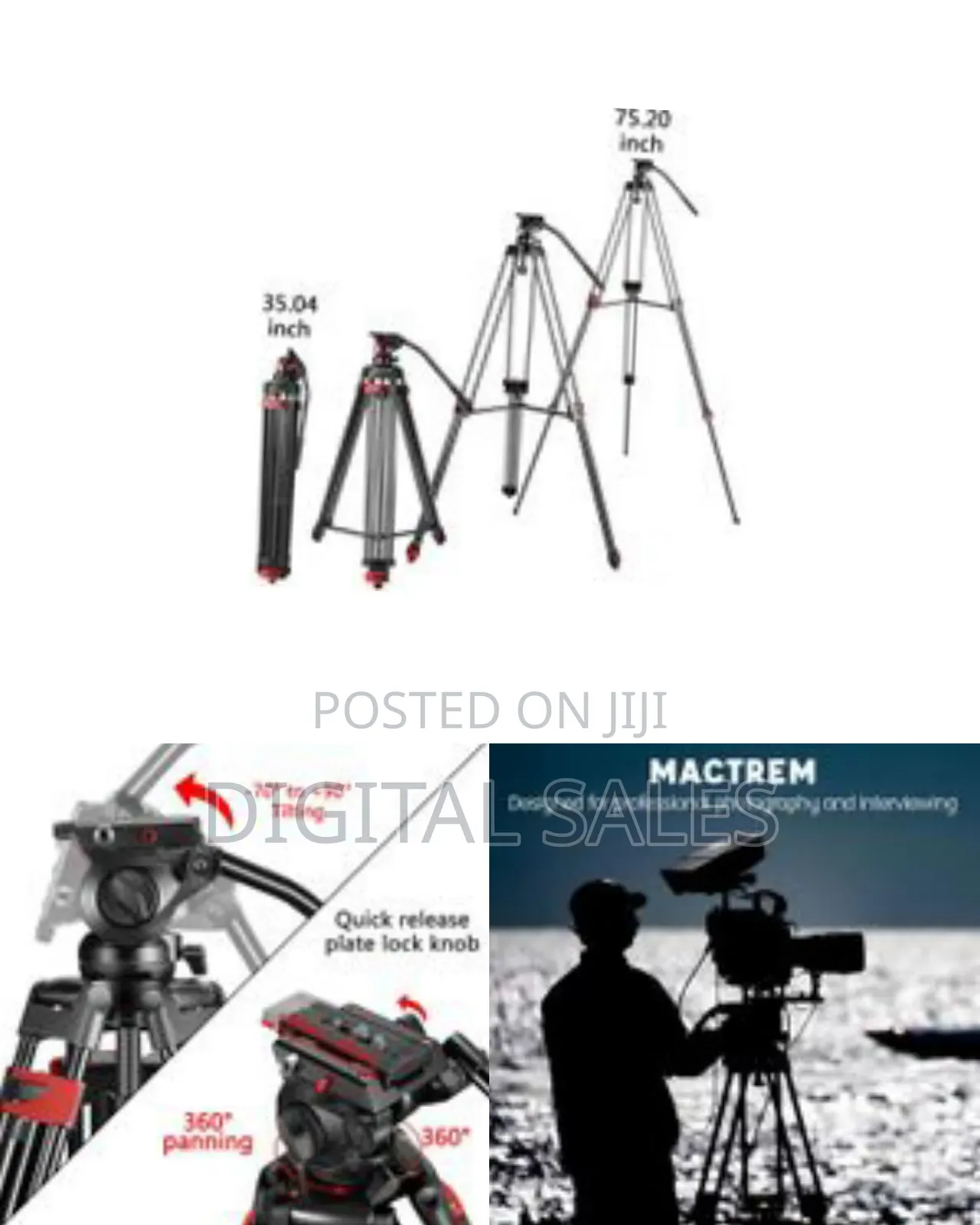 72 Inches Video Tripod, Professional Heavy Duty Aluminum Tripod System
