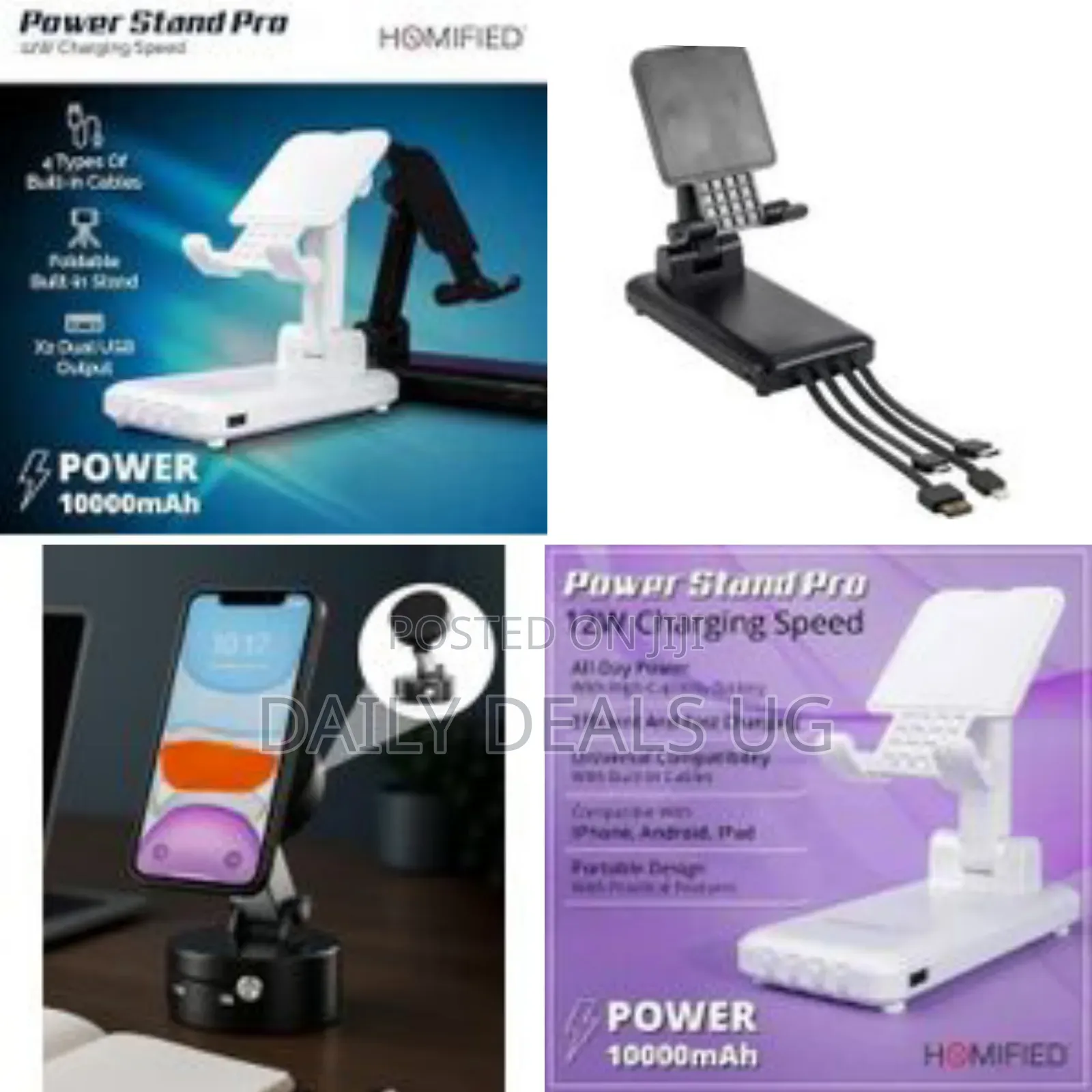 2 in 1 Pivot Fast Phone Charging Power Bank 20000 Mah Inbuilt Holder