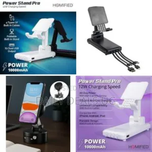 2 in 1 Pivot Fast Phone Charging Power Bank 20000 Mah Inbuilt Holder