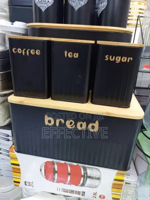 Black Metal Bread Bin With Bamboo Lid