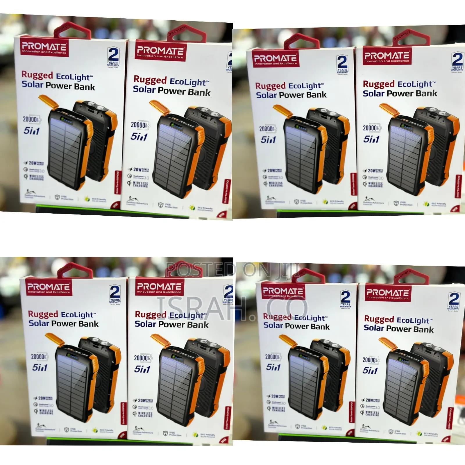 Promate (5 in 1) 20000mah Solar Power Bank.
