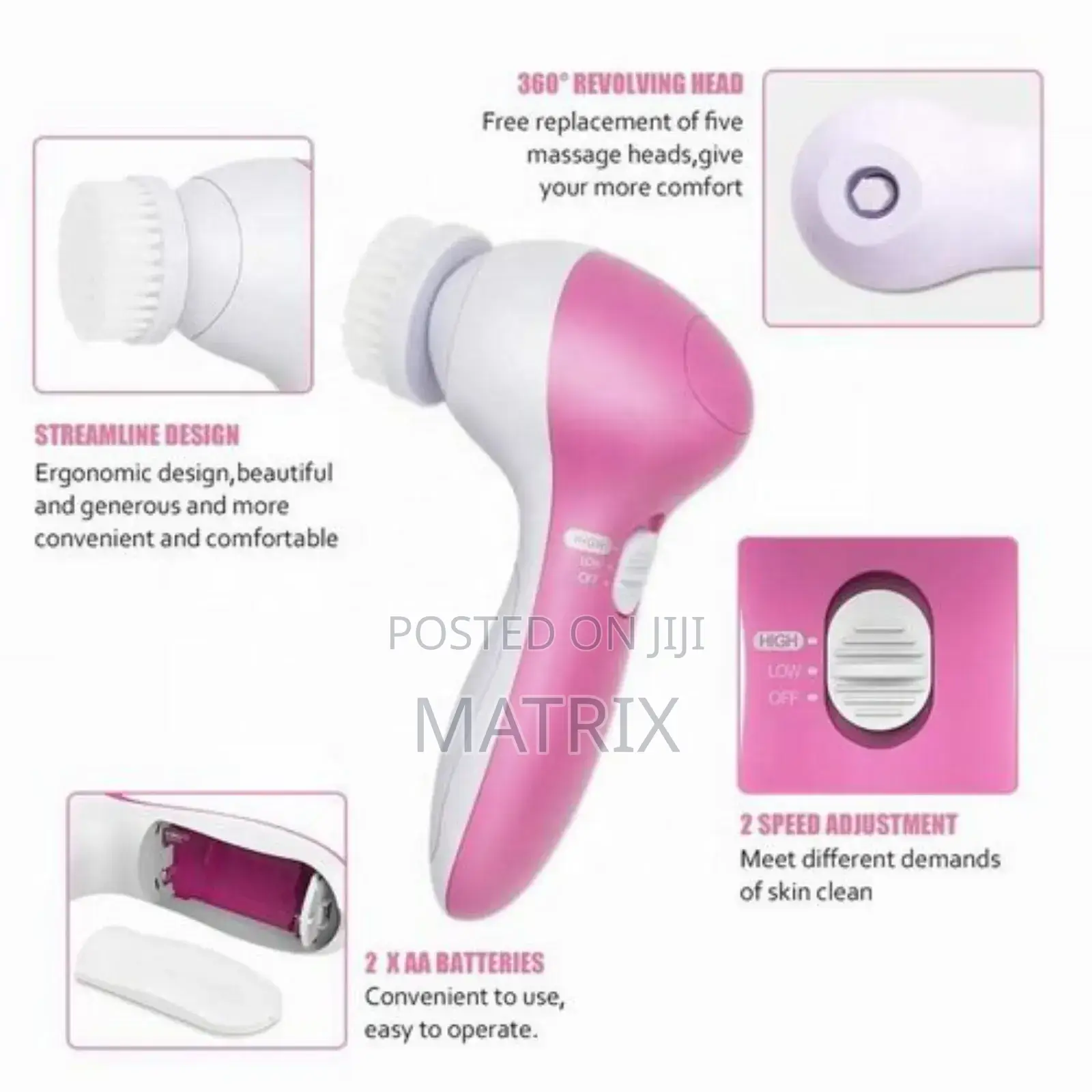 5in1 Electric Deep Facial Cleaner Skin Care Brush Massager Scrubber