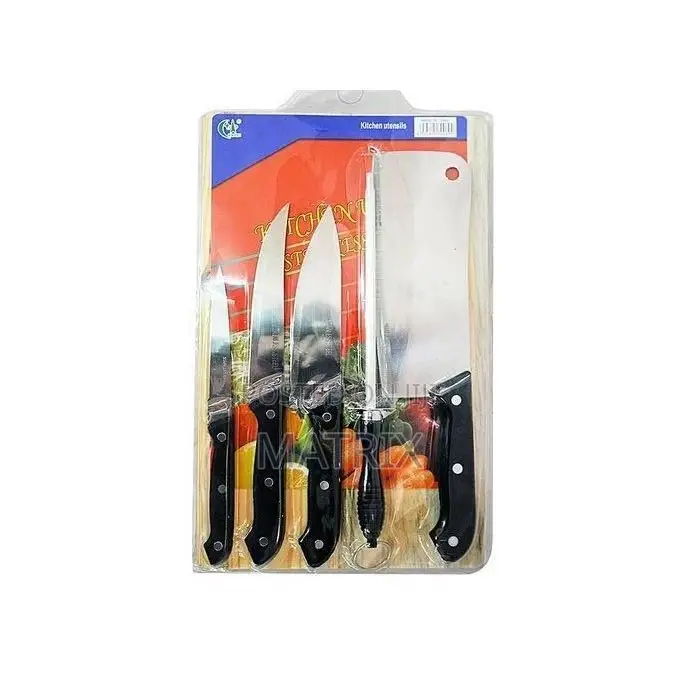 Pack Of Chopping Board And Set Of Kitchen Knives