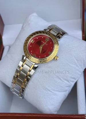 Red Face Versace Women's Analog Silver Golden Wrist Time Piece