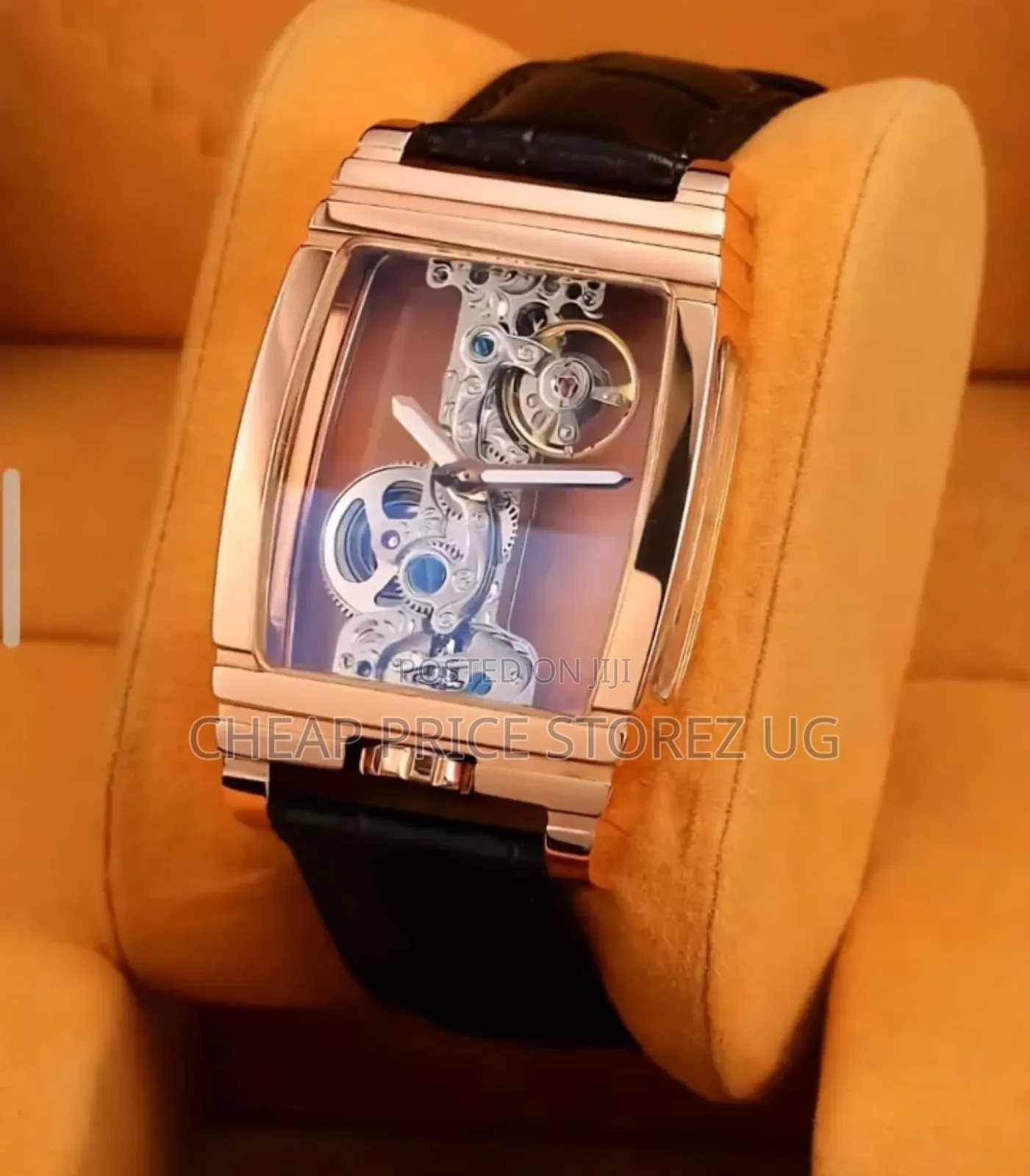 Mens Bridge Manual Mechanical Watch Rosegold Black Leather Diasteria 