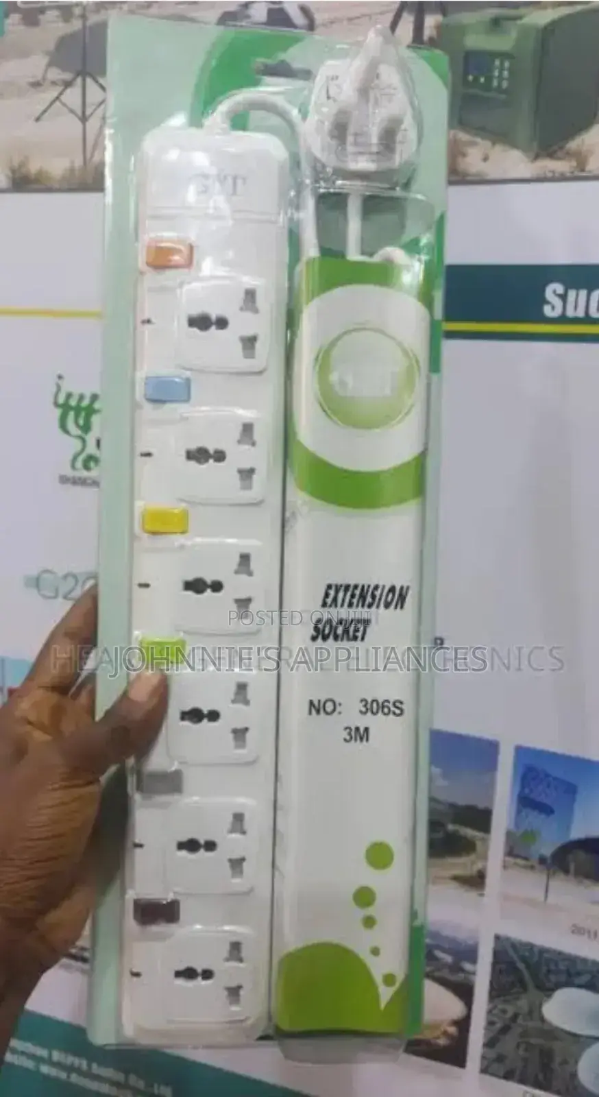 G$T Powerful Extension Socket 3m Wire 6 Ways