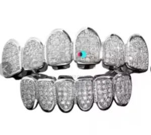 Teeth Grillz Set Silver Colured Fashion Jewellery