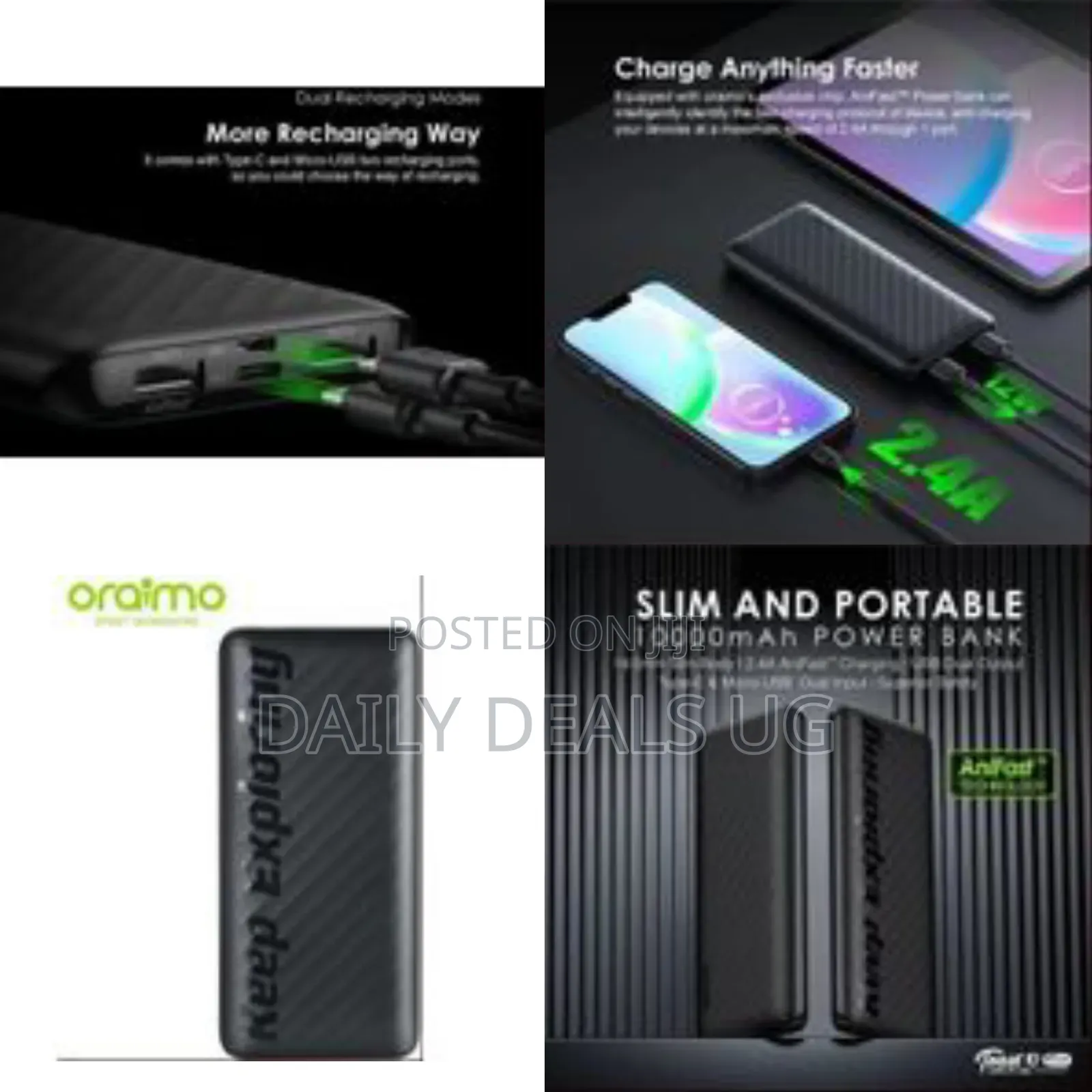 Oraimo Toast 10 Flash 10000mah 2.4a Max Fast Charging Portable