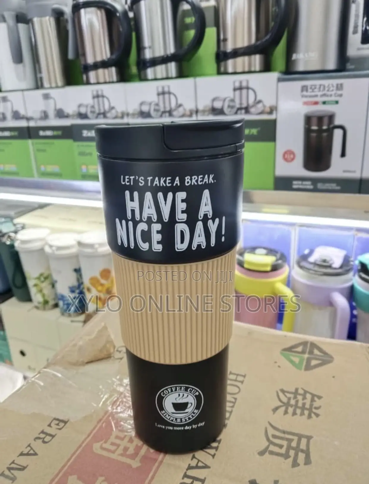 Insulated Stainless Coffee Cup Have a Nice Day/Black