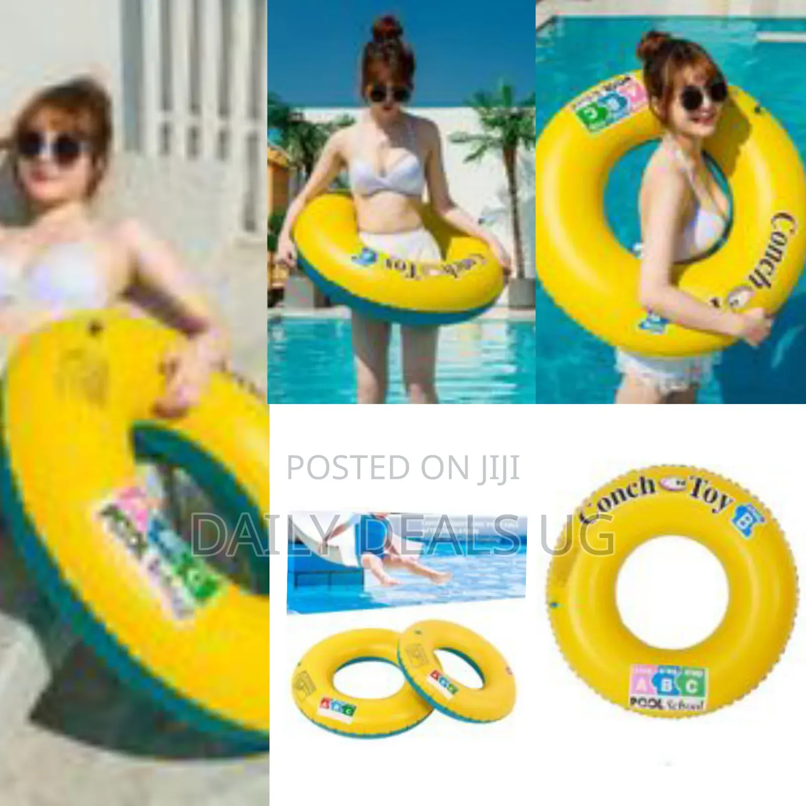 90cm Rubber Swimming Ring Pool Float: Kids and Adults