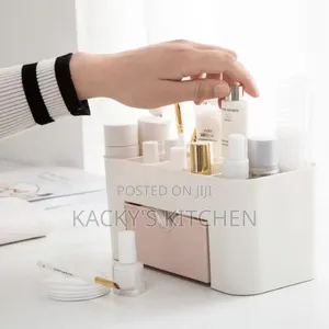 Multi-Compartment Makeup Organizer With a Drawer.