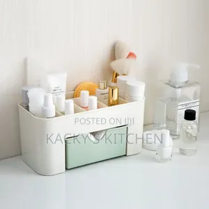 Multi-Compartment Makeup Organizer With a Drawer.
