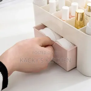 Multi-Compartment Makeup Organizer With a Drawer.