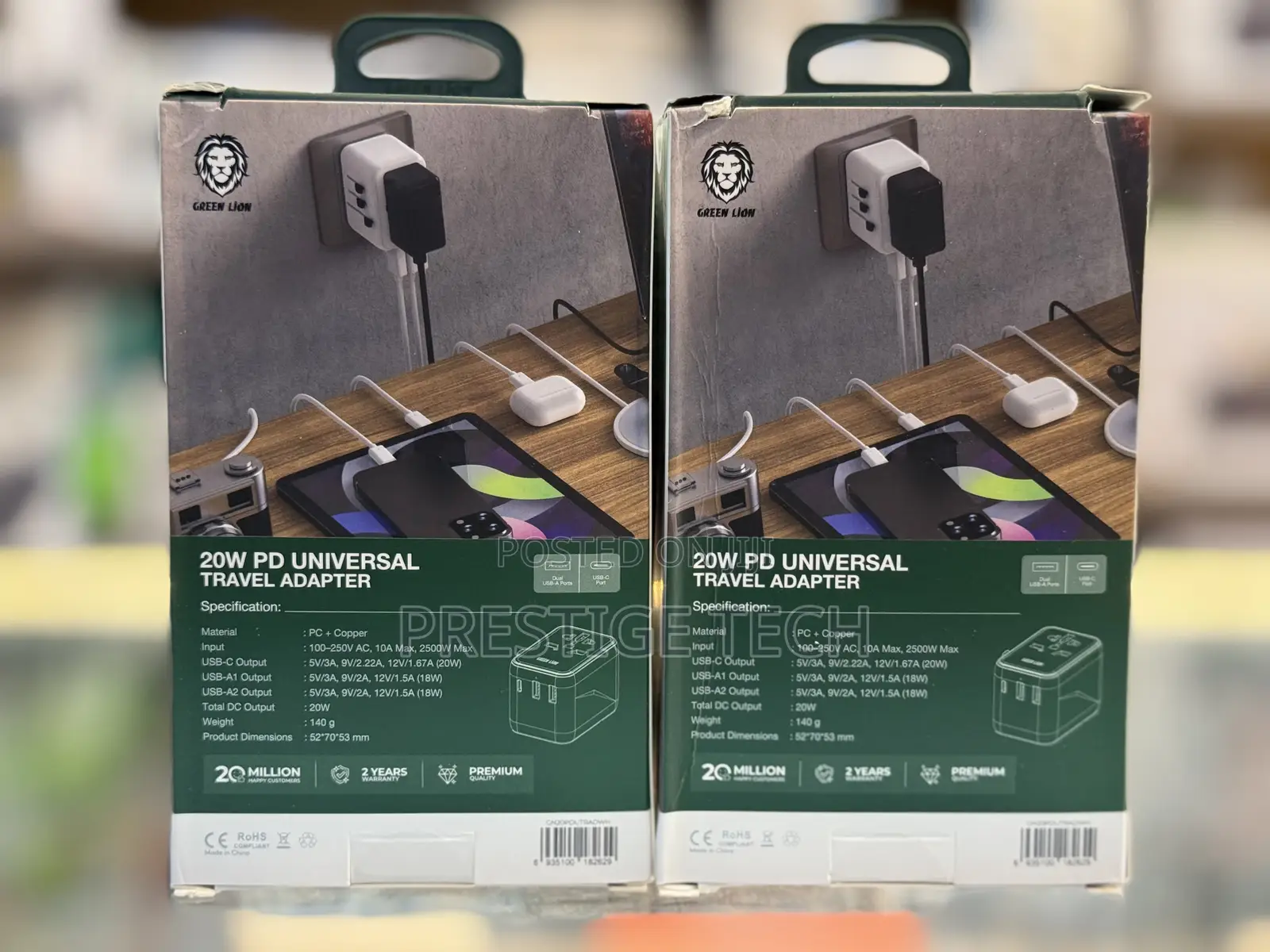 Green Lion 20w Universal Travel Adapter For All Countries