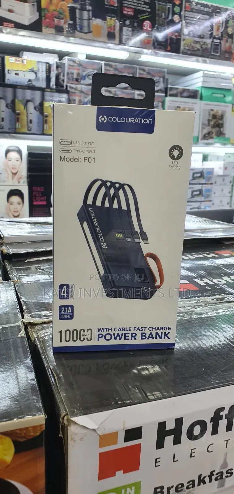 Power Bank With Cable Fast 2.1a Wire Charge