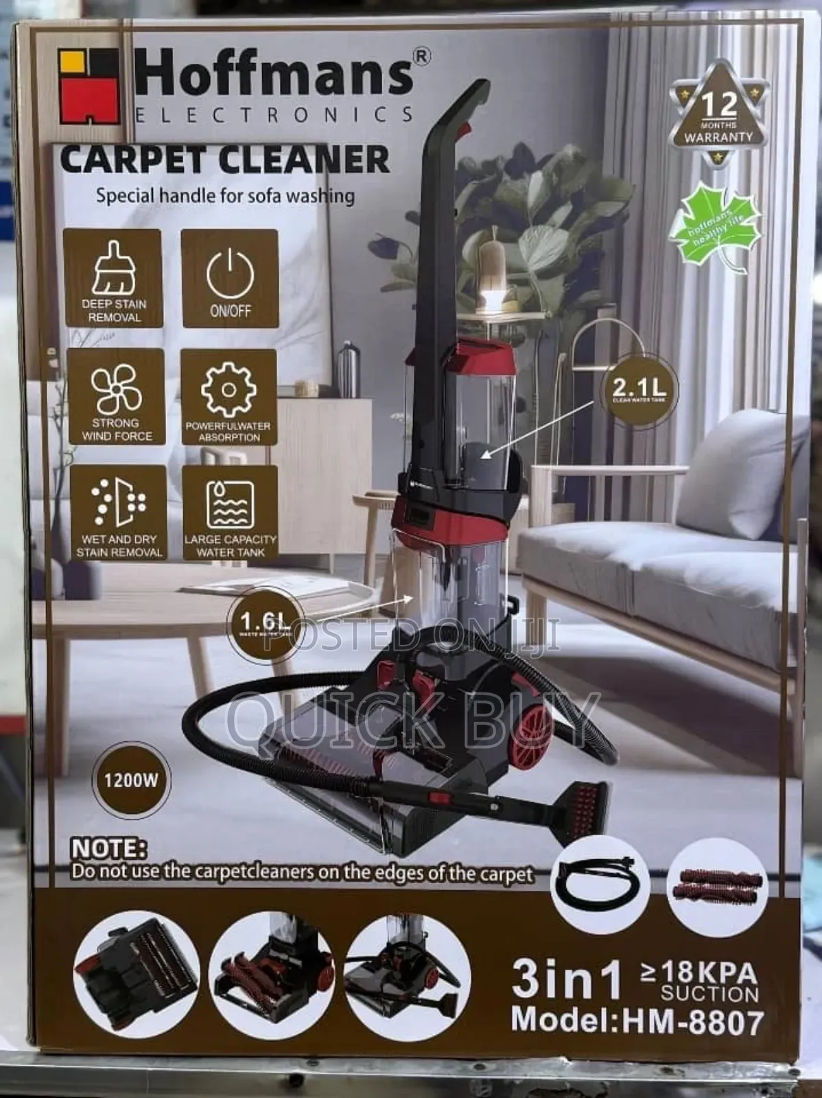3in1 Hm-8807 Hoffmans Carpet Cleaner