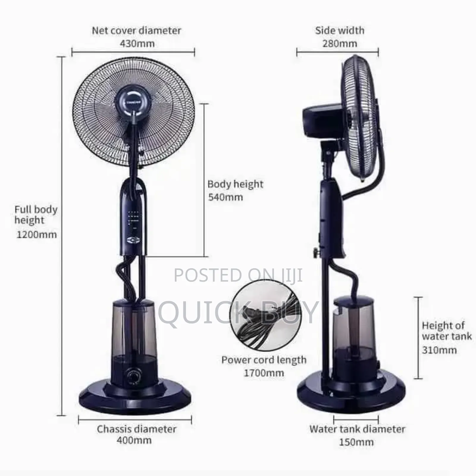 40cm Heavy Duty Pedestal Mist Fan