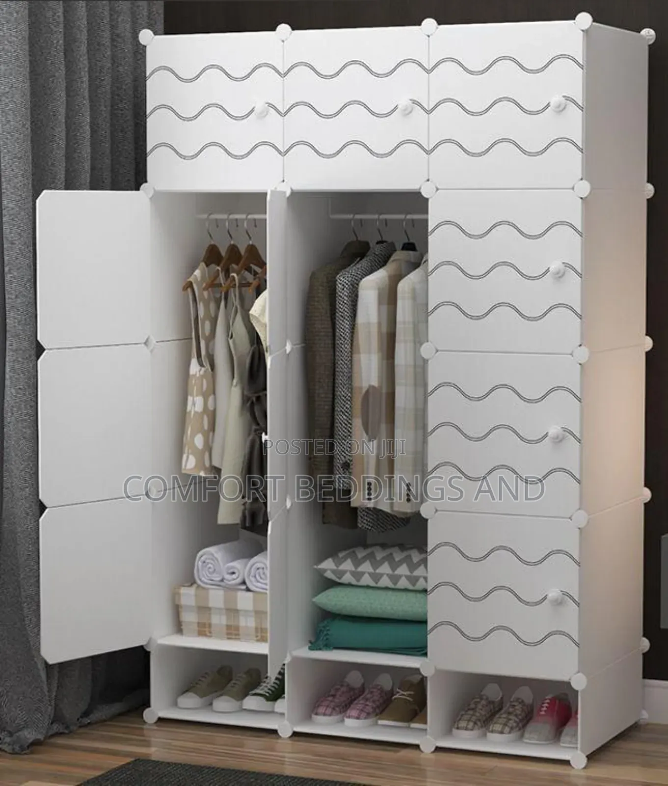 Three Column Plastic Closet White