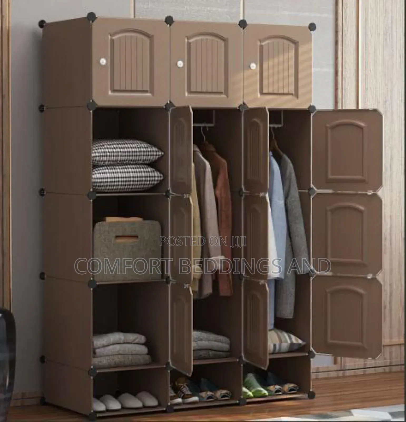 Three Column Plastic Closet Brown