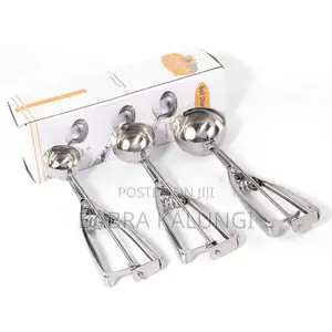 Ice Cream Scoop Set of 3, Stainless Steel With Trigger Release