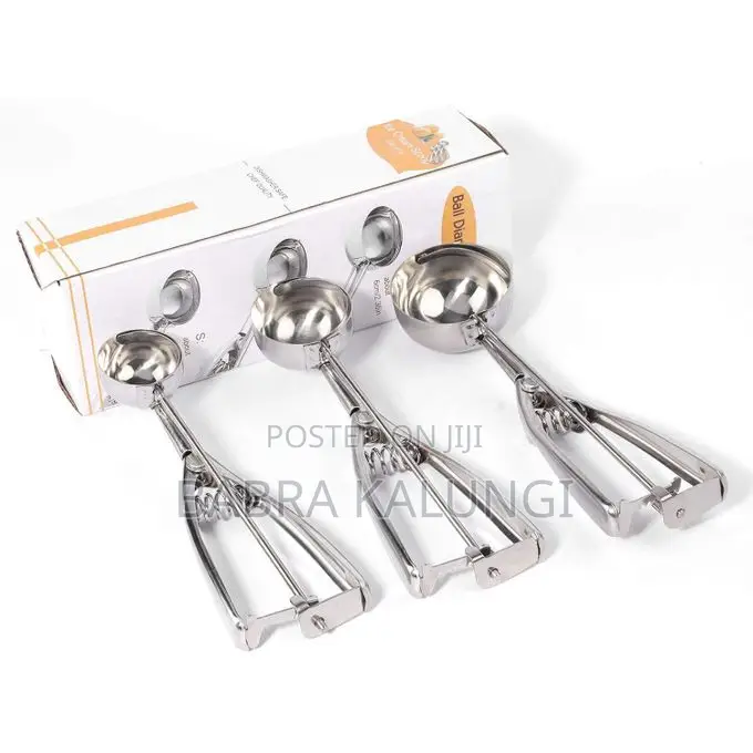 Ice Cream Scoop Set of 3, Stainless Steel With Trigger Release