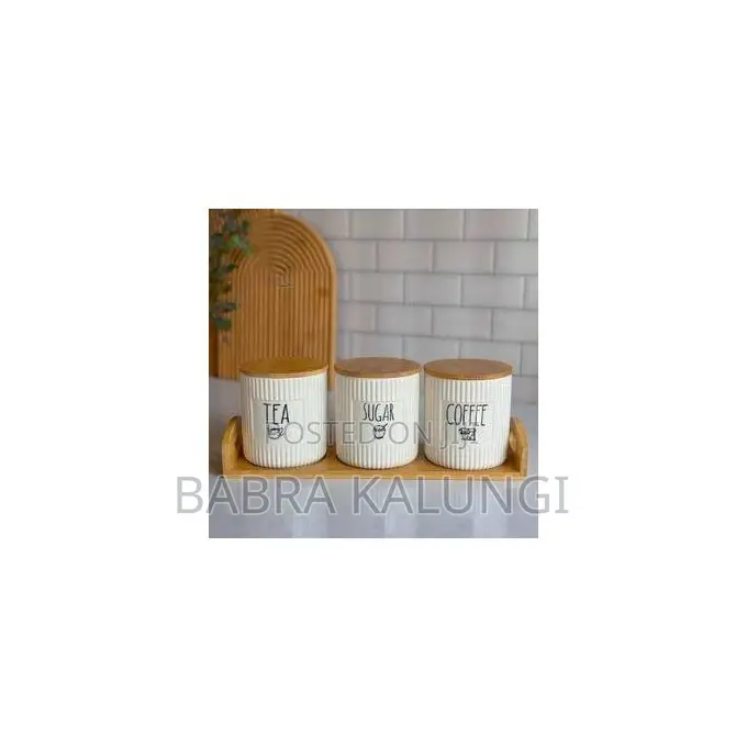 Kitchen Pantry Container With Bamboo Lids and Tray