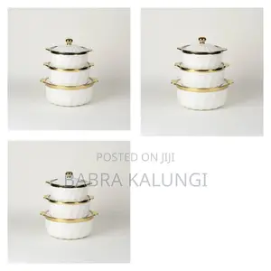 3pcs Ceramic Serving Dishes With Gold Rim