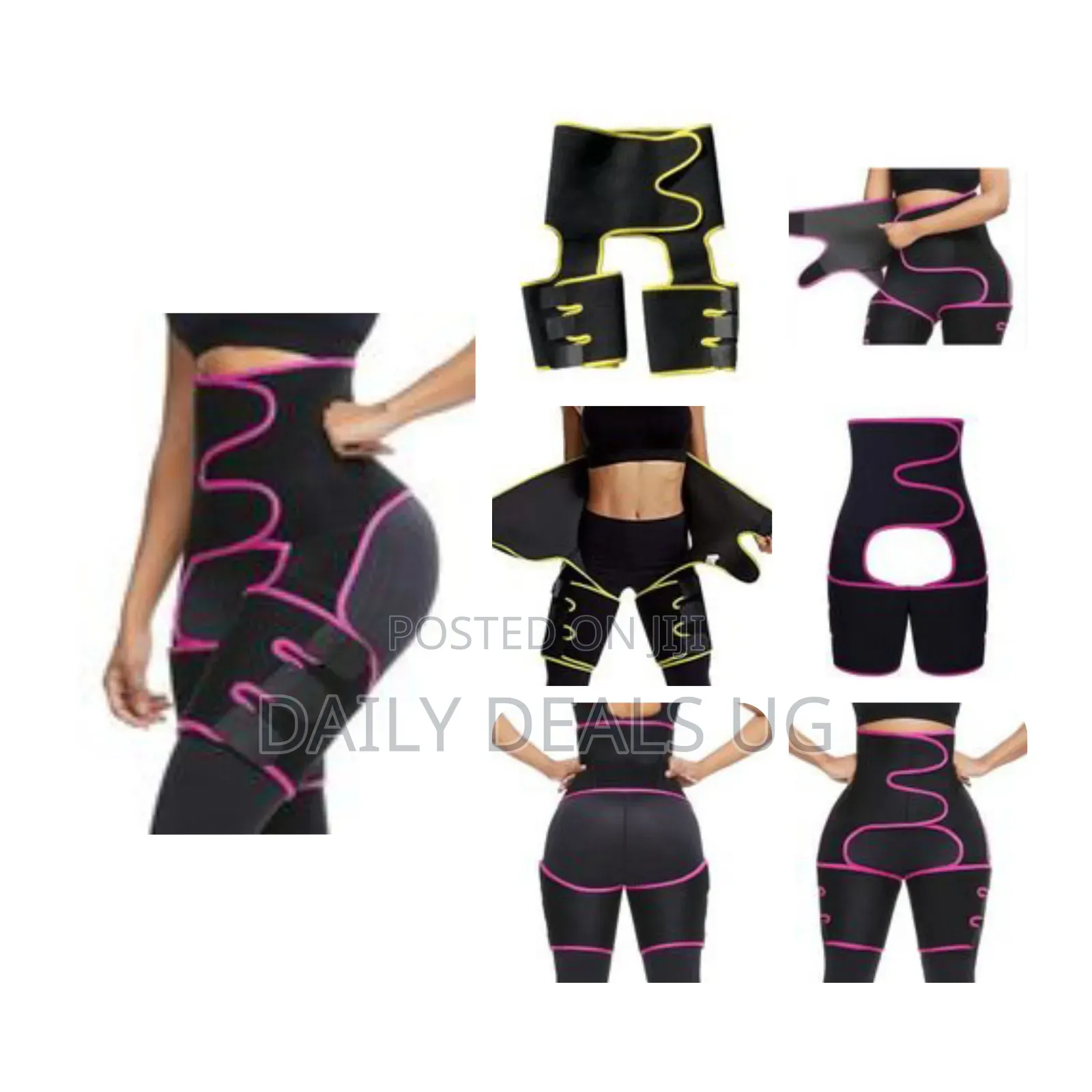 3 in 1 Sweat Slim Thigh Trimmer, Waist Trainer Slimming Belt-Black
