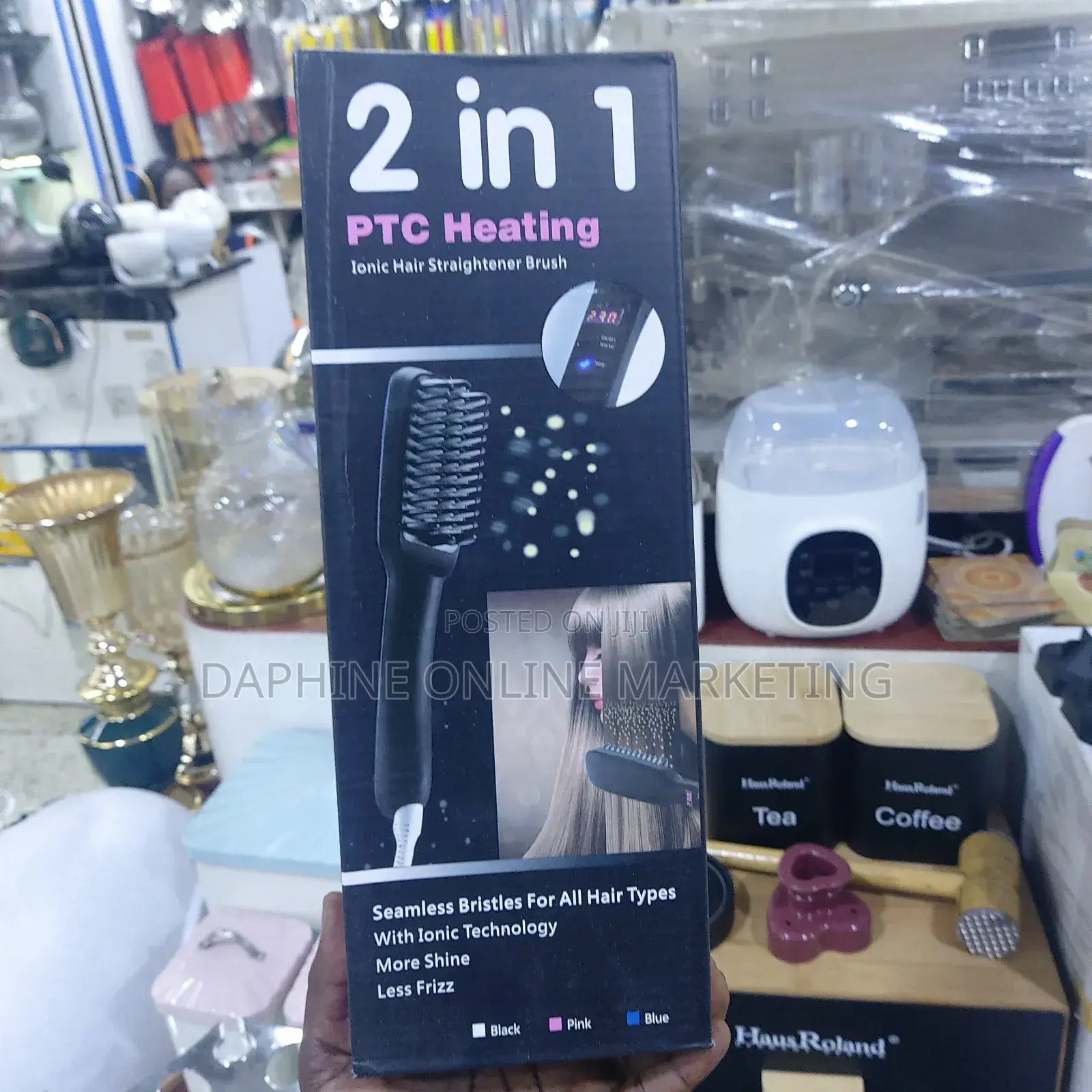 2 in 1 PTC Heating Ionic Hair Straightener Brush