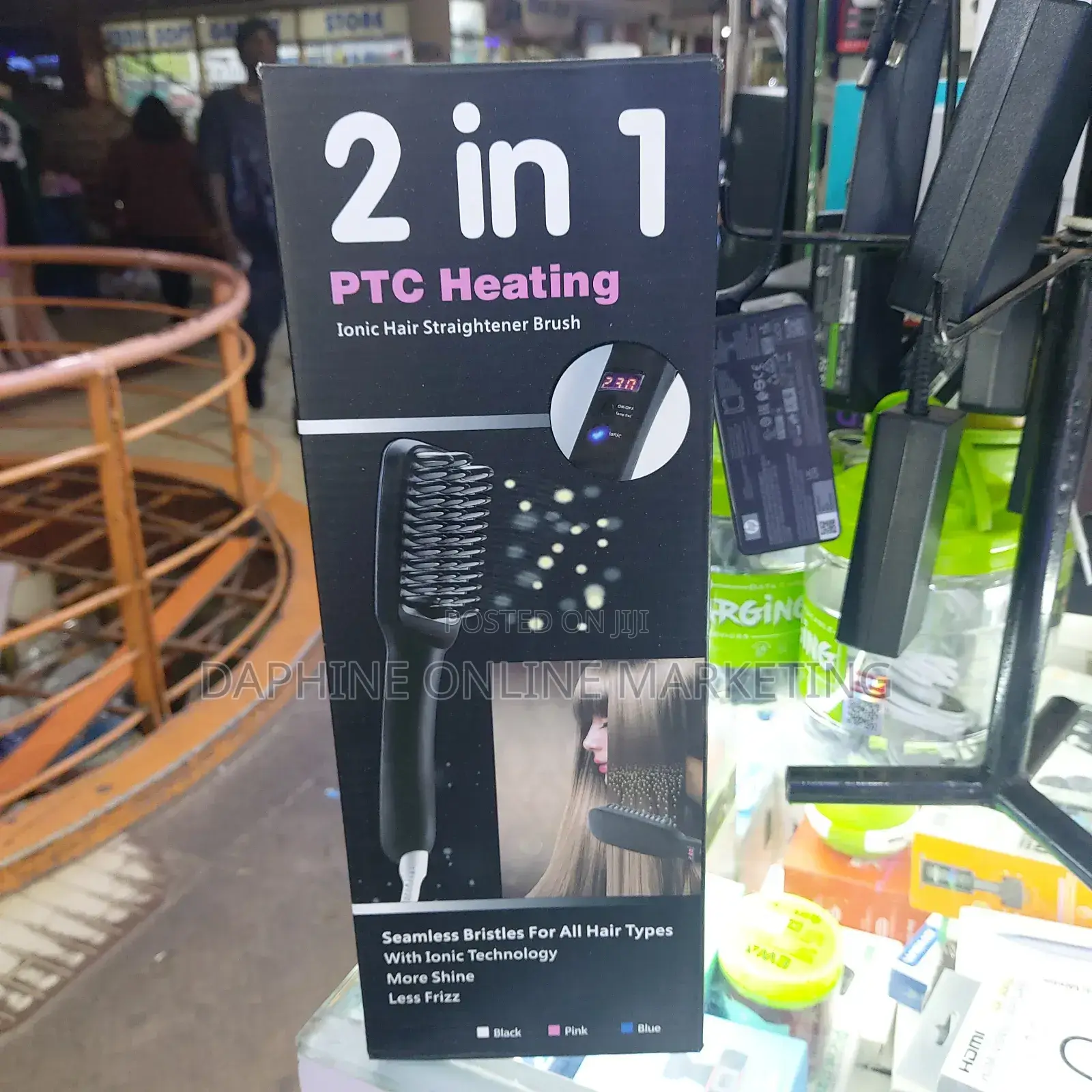 2 in 1 PTC Heating Ionic Hair Straightener Brush