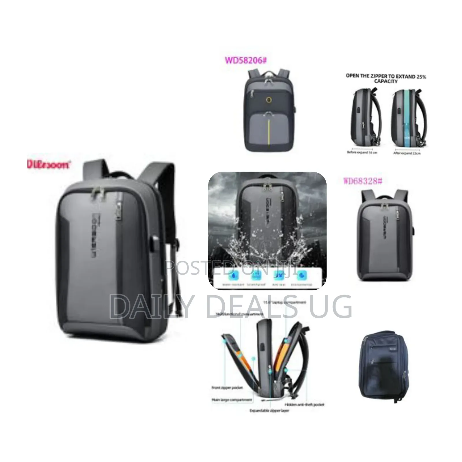 Wiersoon Business Backpack for Men Slim Expandable Waterproof