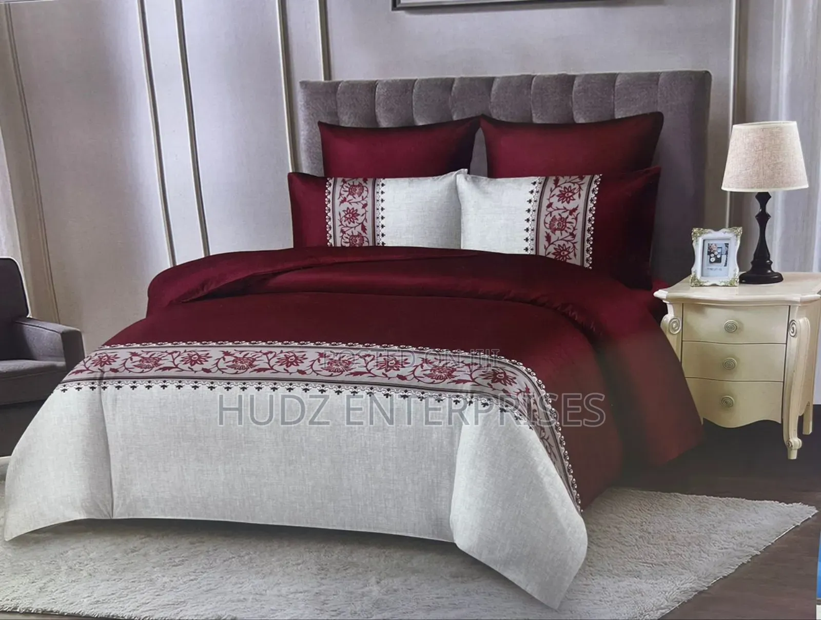 6x6 Duvet Red Maroon 4pc