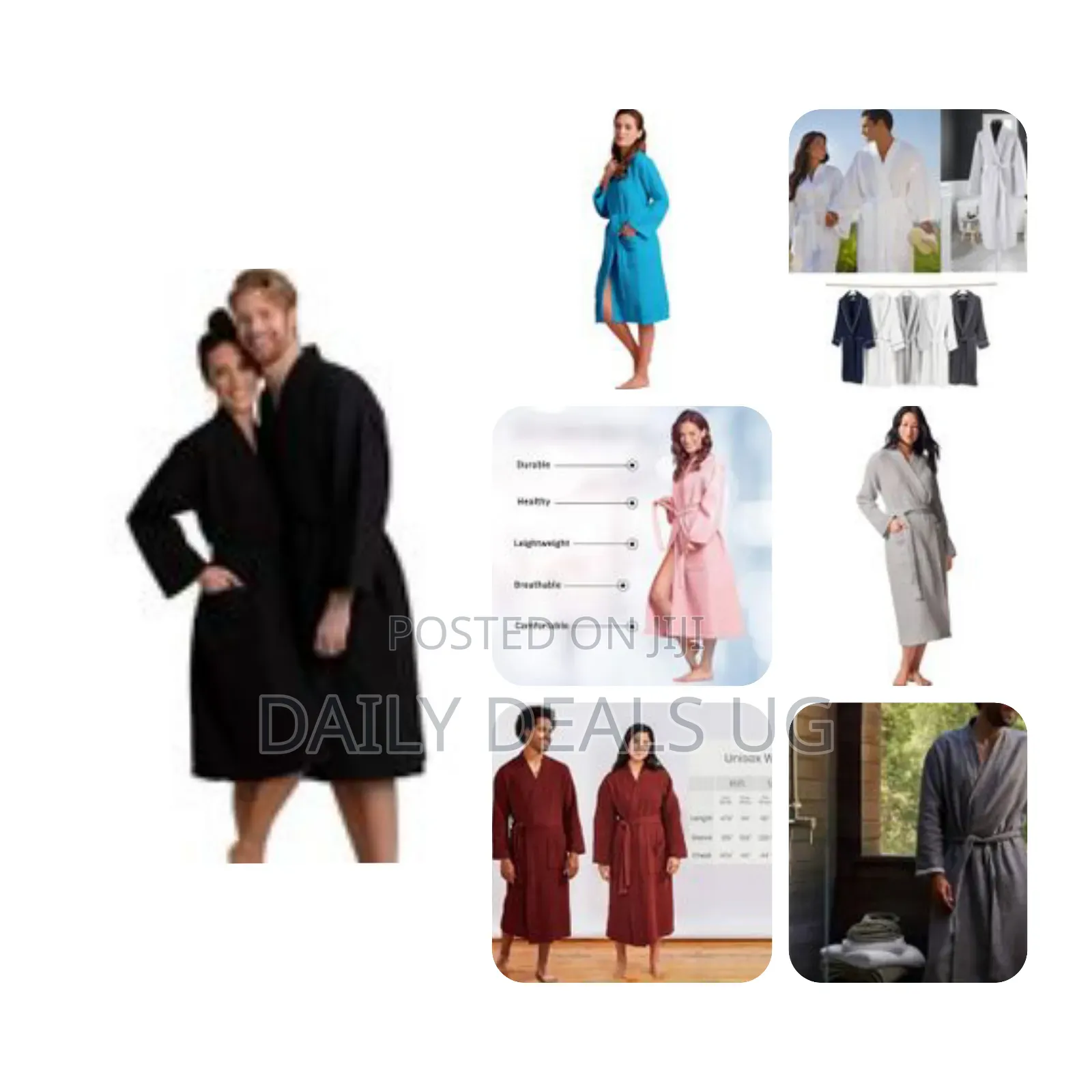 Large Lightweight Waffle Unisex Organic Linen Weave Robes, Bathrobe