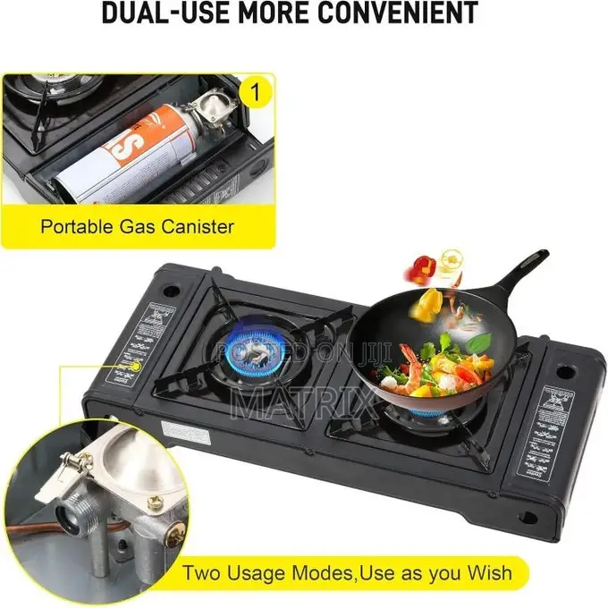 Portable Camping Stove With Double Auto Ignition Burner