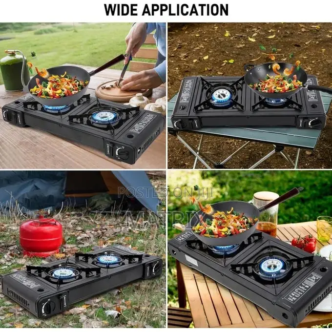Portable Camping Stove With Double Auto Ignition Burner