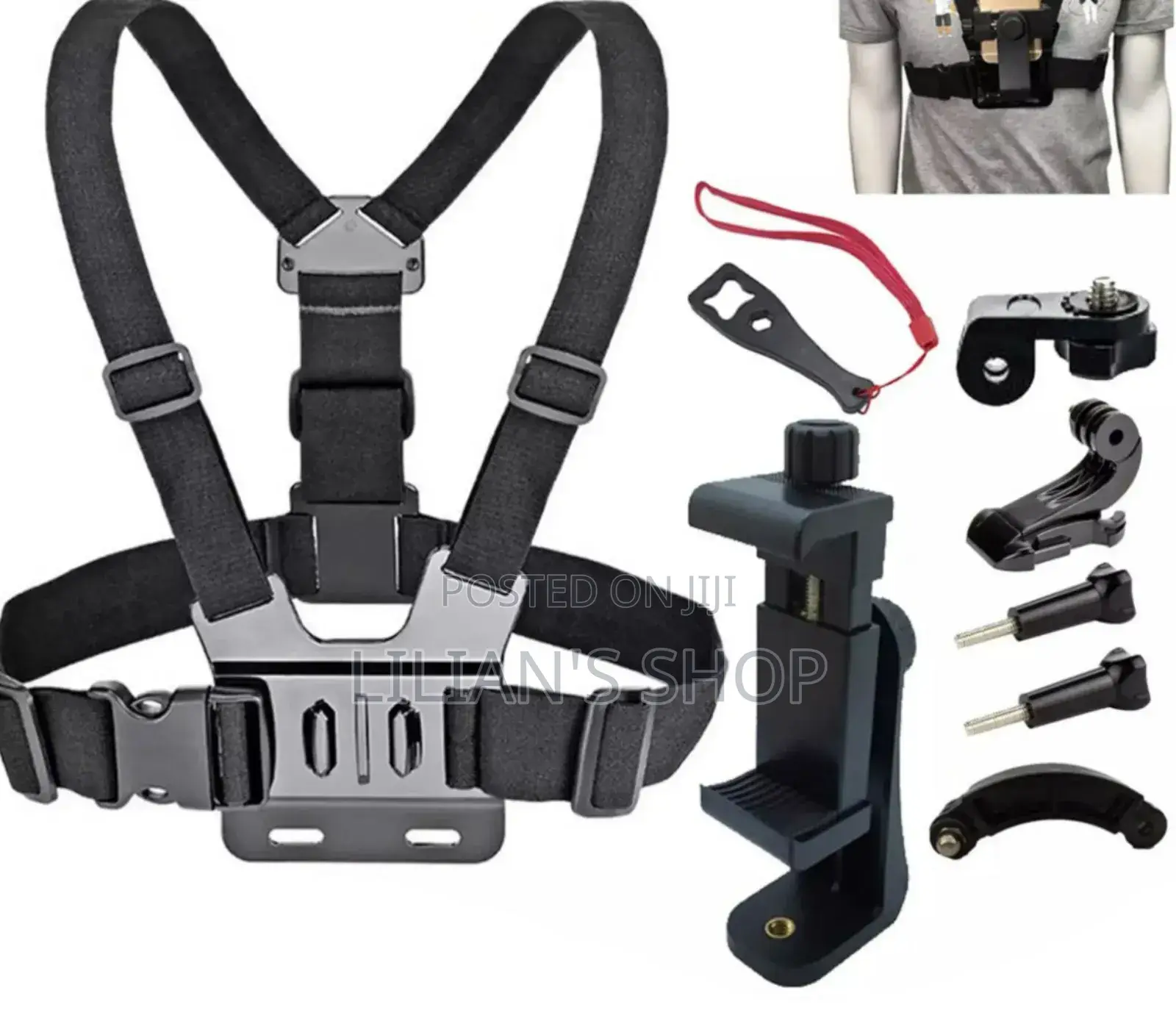 Chest Harness Mount Kit Designed for Action Cameras and Mobile Phones