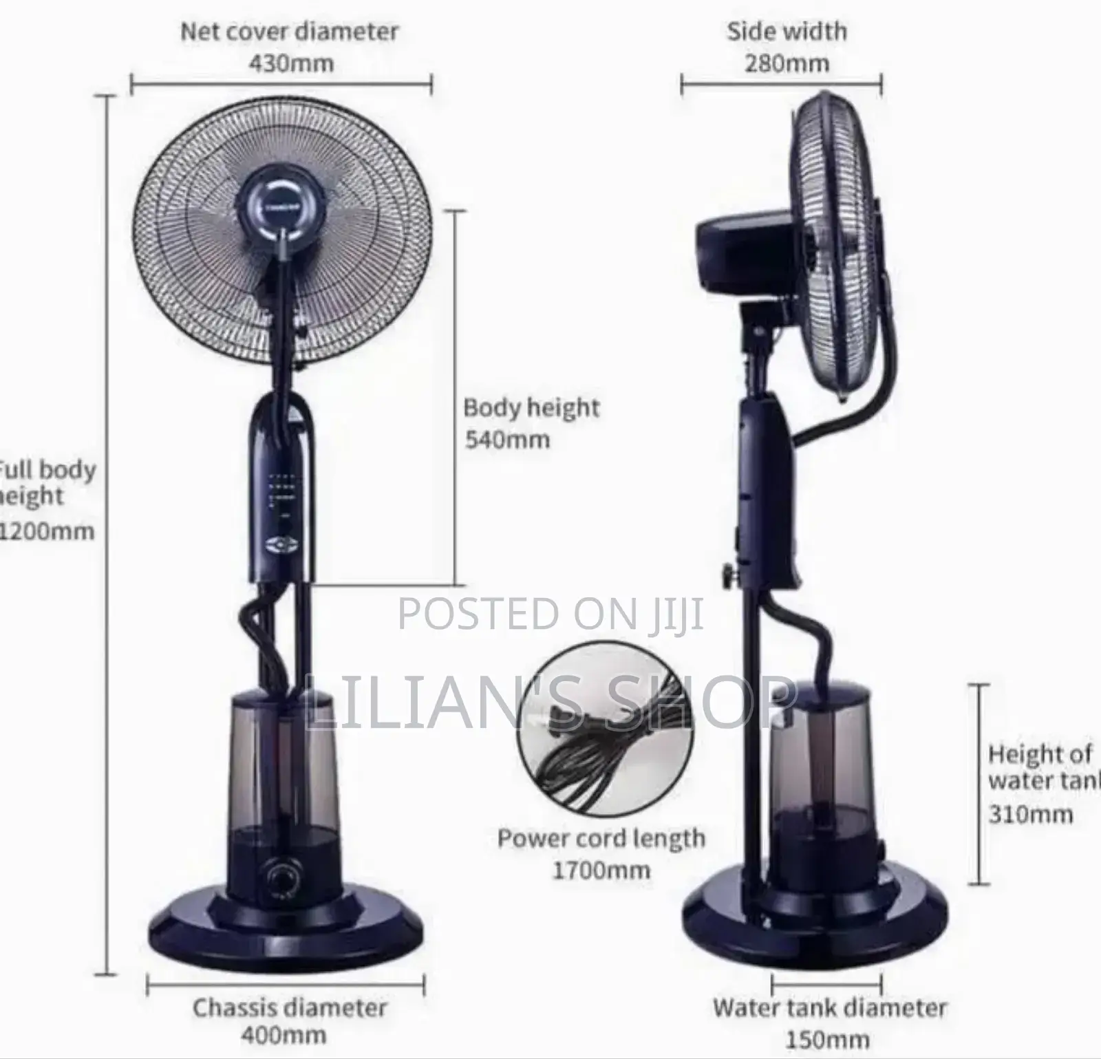 40cm Heavy Duty Pedestal Mist Fan