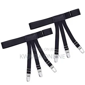 Men's Shirt Stays, Elastic Garter With Locking Clamps, Shirt Tuckers