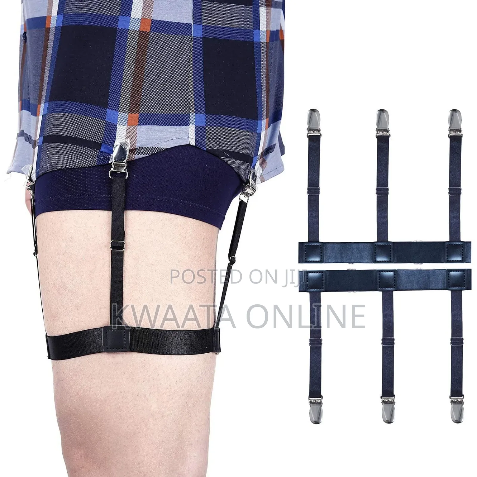 Men's Shirt Stays, Elastic Garter With Locking Clamps, Shirt Tuckers