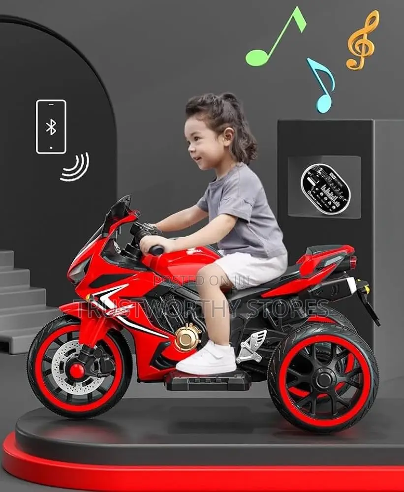 12v 3-Wheel Mini Motorcycle for Children - Ride-on Toy, Red - Aged 1-5