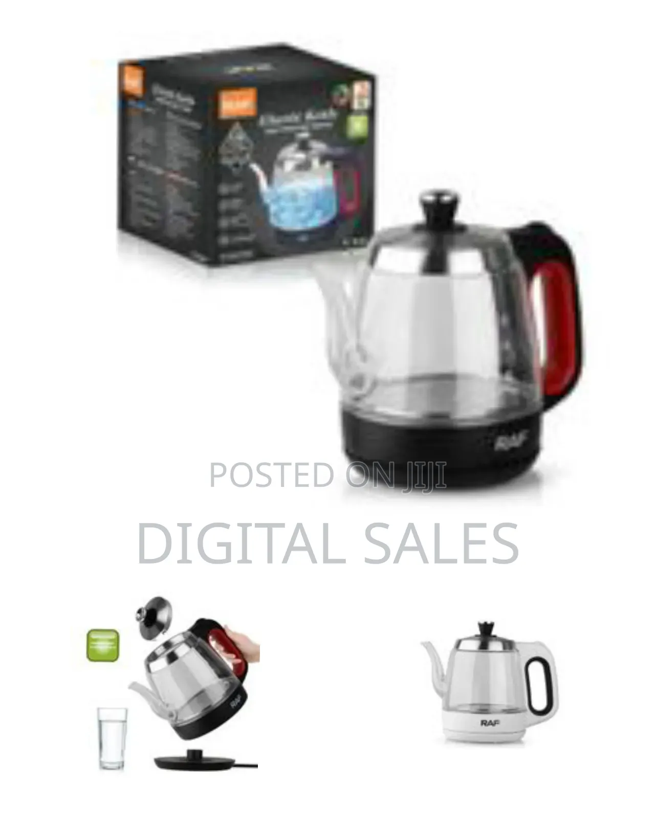 Raf 1.2l Electric Glass Kettle Heat Resistant Boiling Ceramic Glass