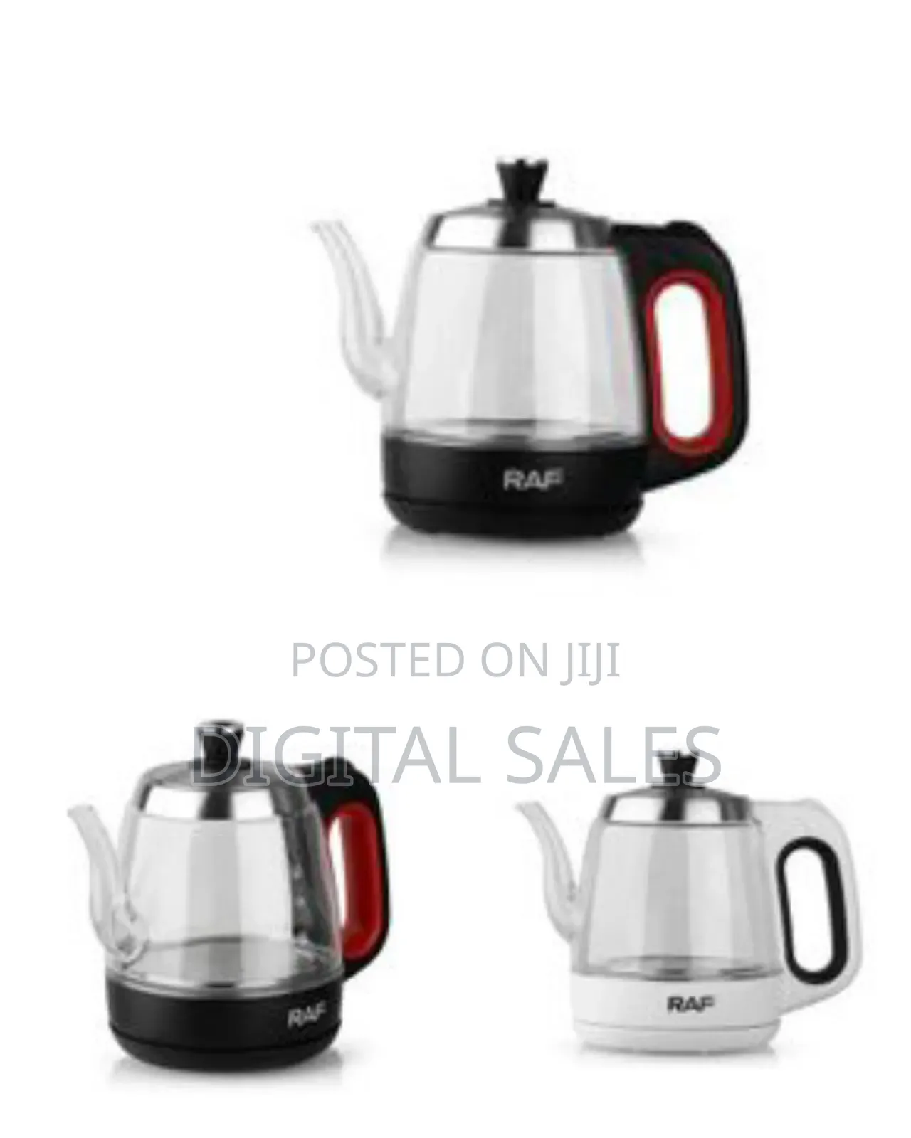 Raf 1.2l Electric Glass Kettle Heat Resistant Boiling Ceramic Glass0