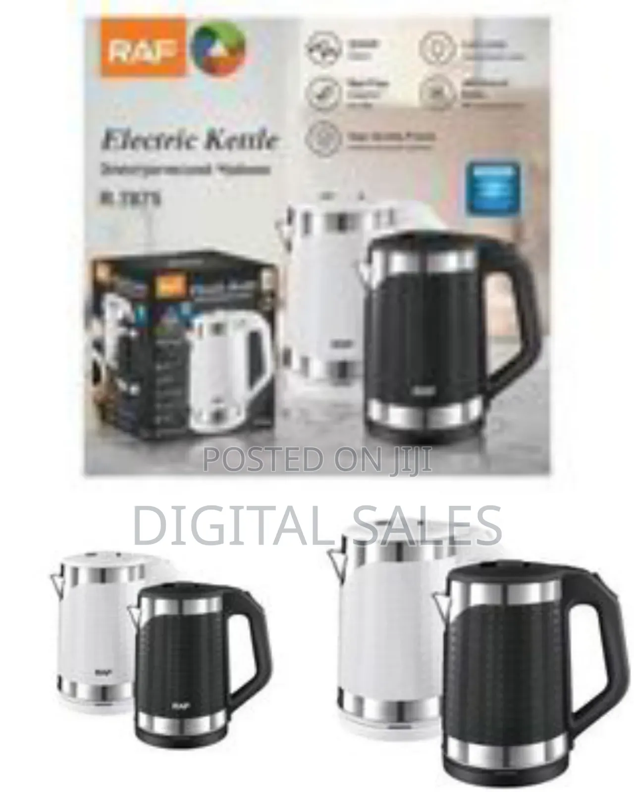Raf 1 Piece of 2l Double Wall Stainless Steel Electric Tea Water Kettl