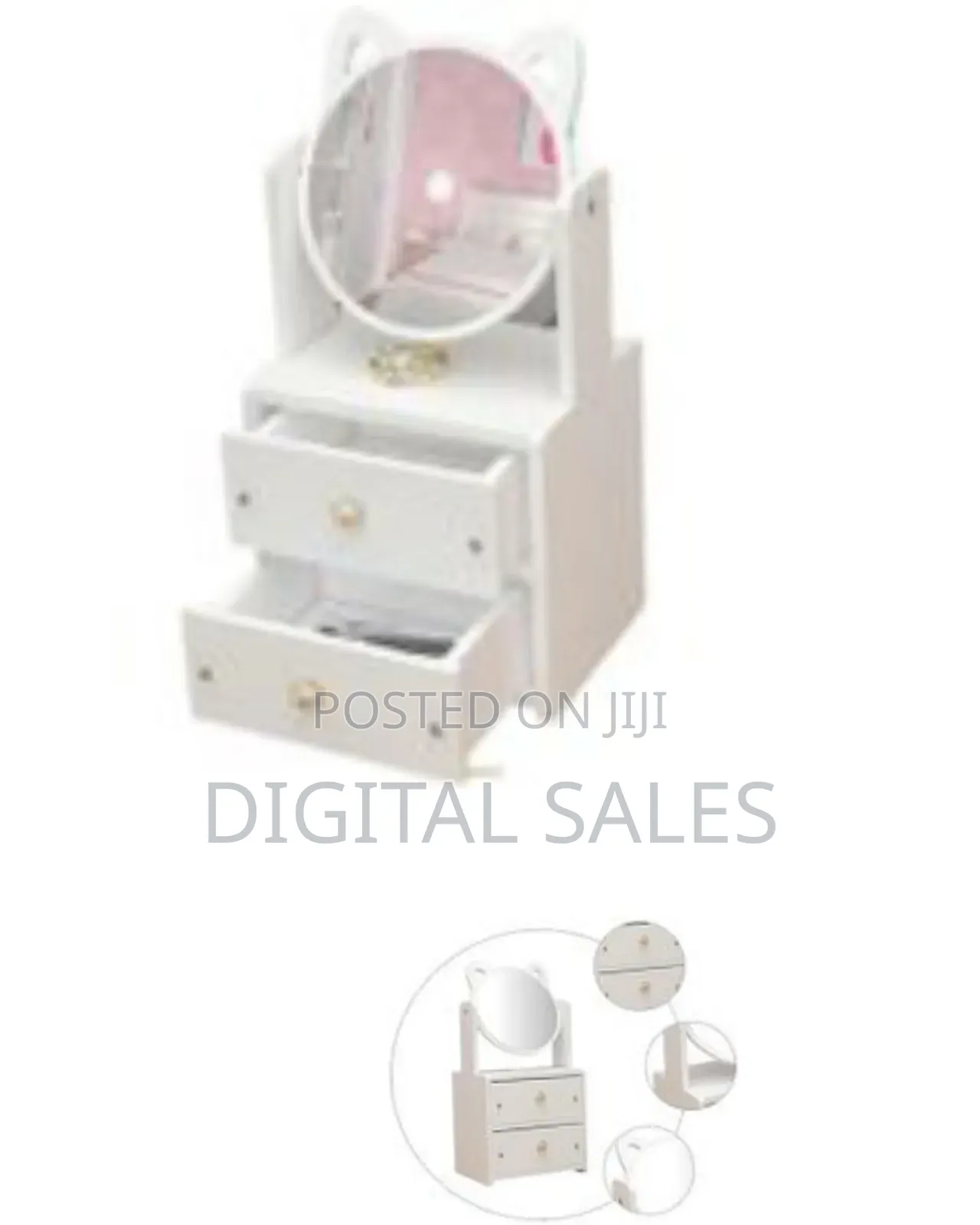 2 Tiers Vanity Makeup Tabletop Mirror Storage With Drawer Organizer