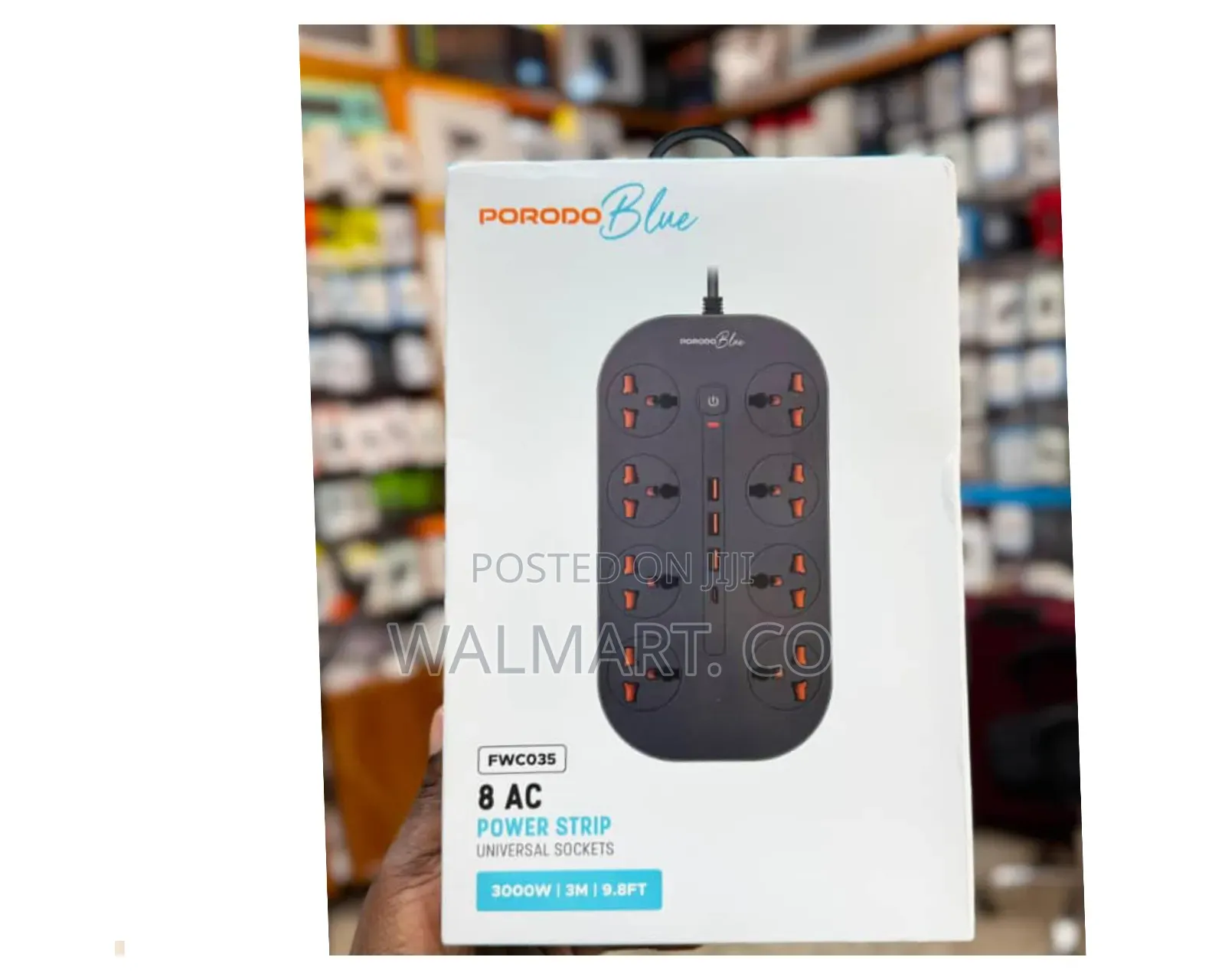 Black Porodo Socket Extension 8ac Power Strip