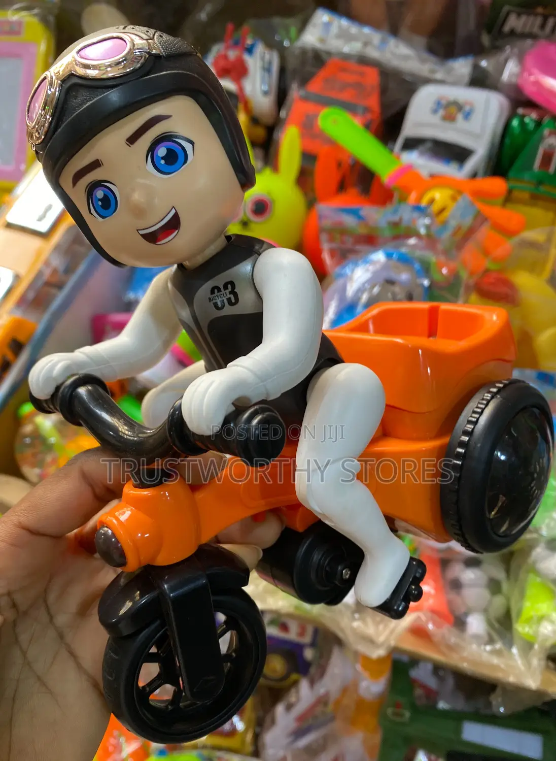 Cartoon Bicycle Electric Rotating Hand Toy Car For Kids