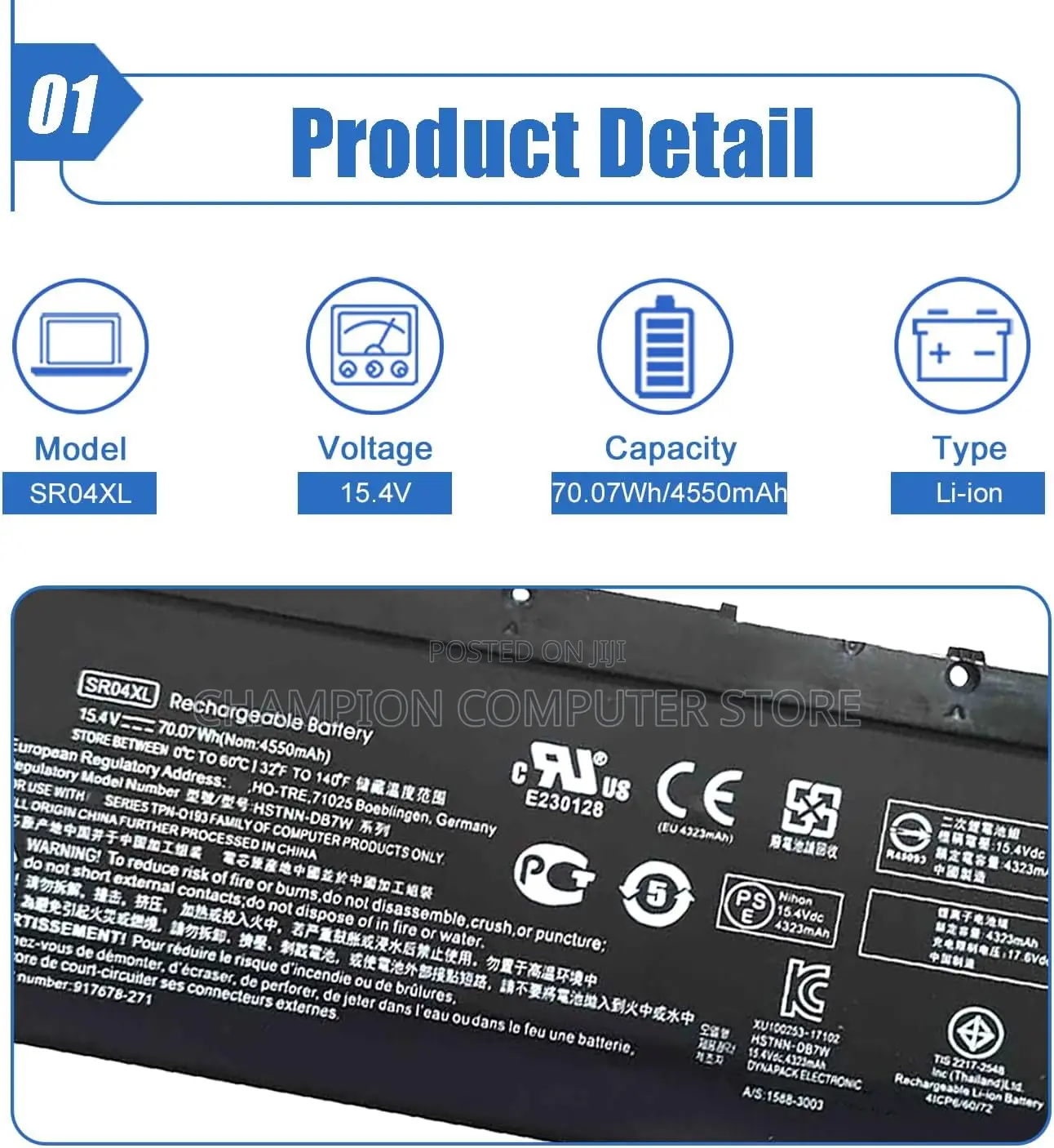 Hp Sr04xl Sr03xl 917724-855 for Hp Omen 15 Hp Pavilion 15