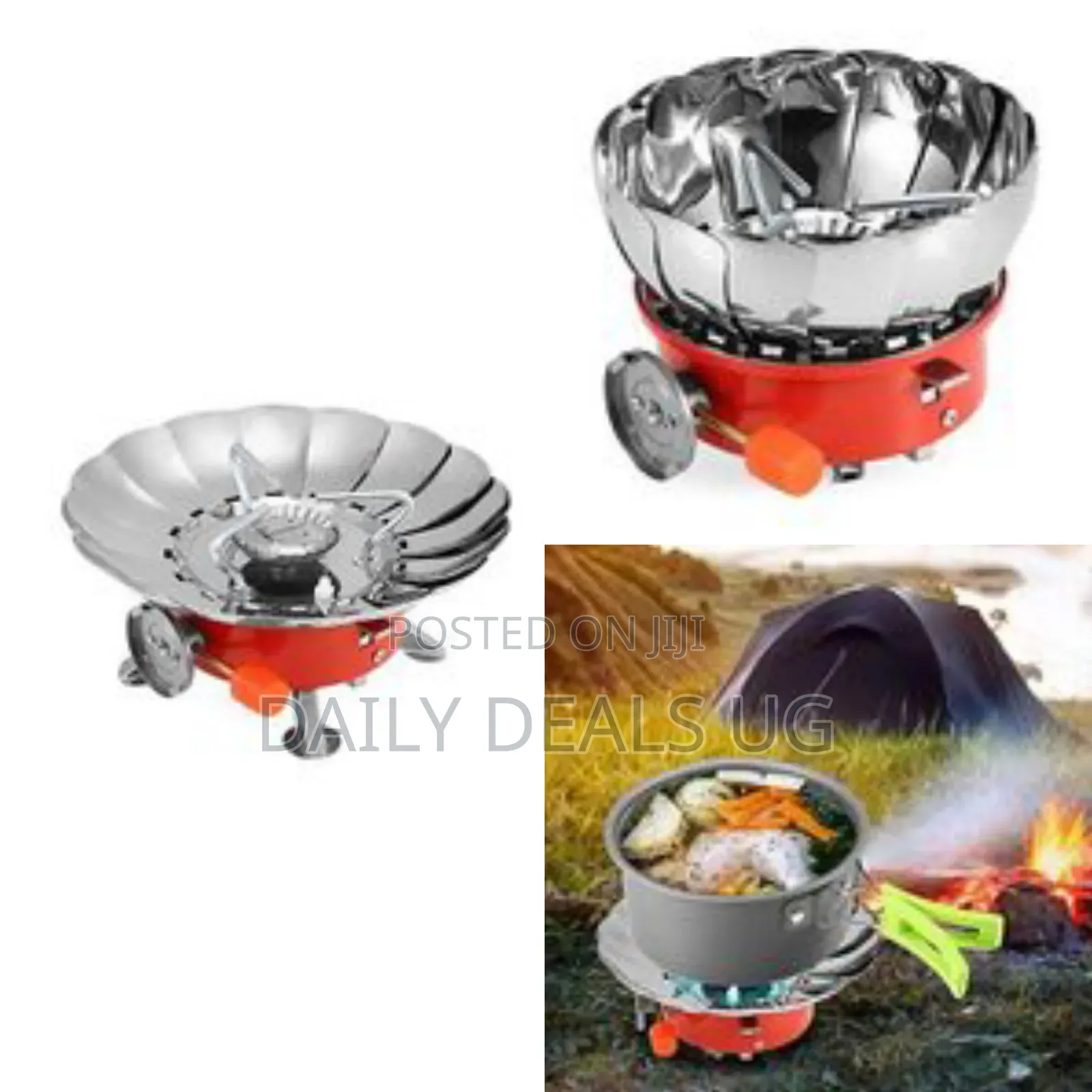 Portable Camping Gas Stove,Folding Windproof Ignition Gas Stove Silver