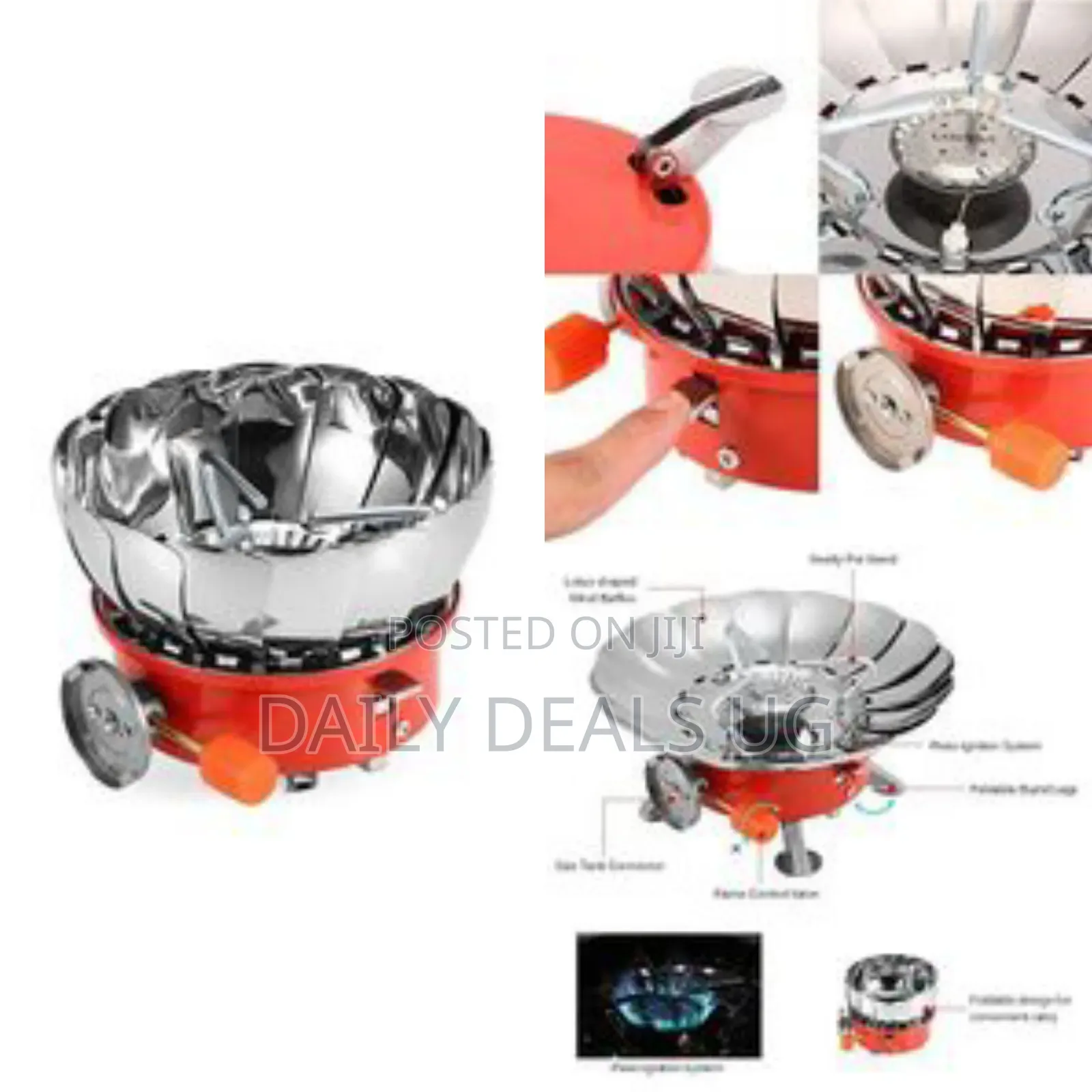 Portable Camping Gas Stove,Folding Windproof Ignition Gas Stove Silver
